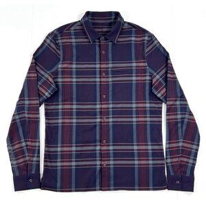 Lululemon Masons Peak Flannel Shirt Mens Size Medium Long Sleeve Plaid Blue Red